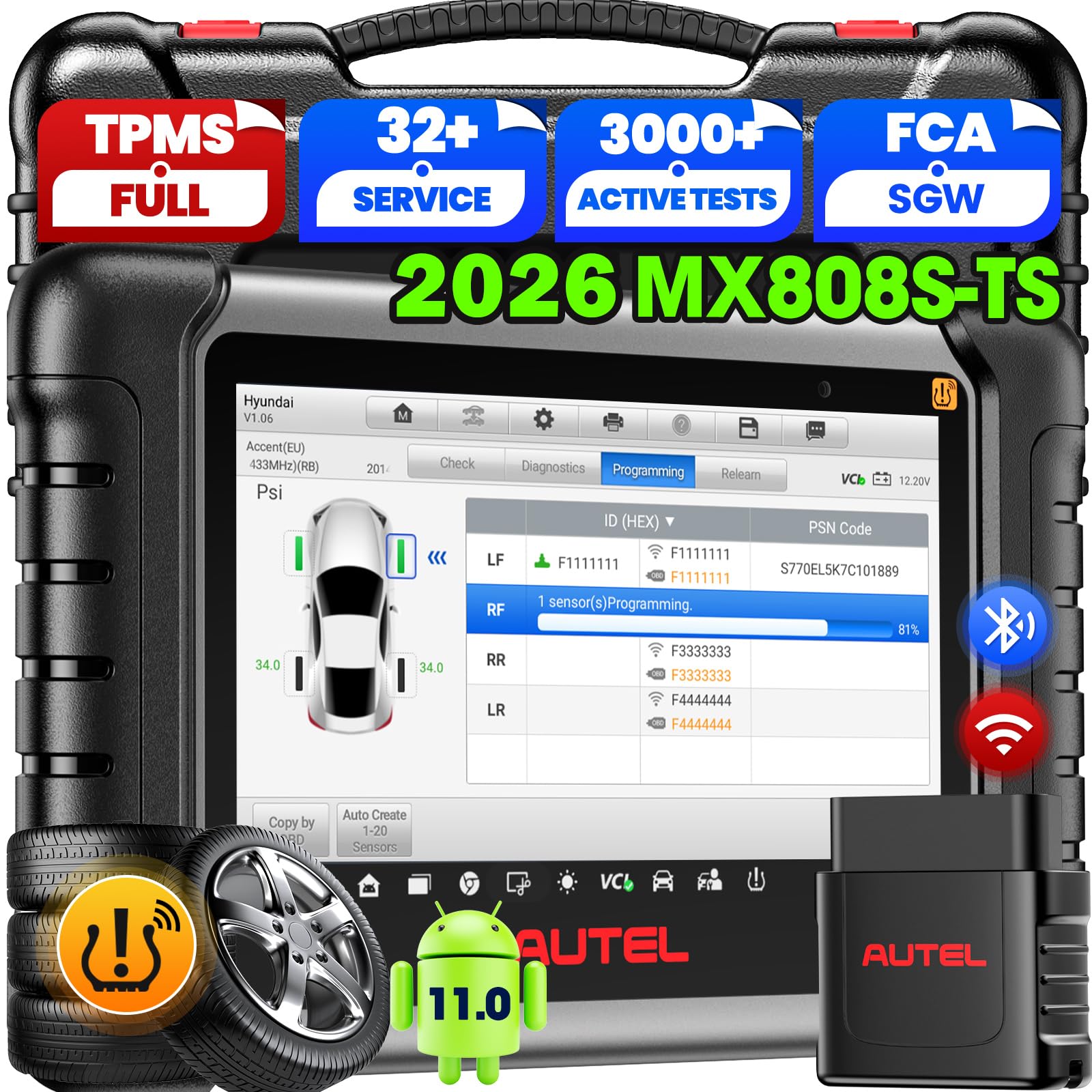 Autel Scanner MaxiCheck MX808S-TS, 2026 Work as MK900TS TS900